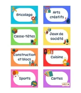 Étiquettes organisation jouets enfants - Thème Coloré