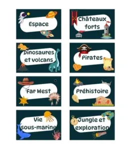 Étiquettes organisation jouets enfants - Thème "Univers"
