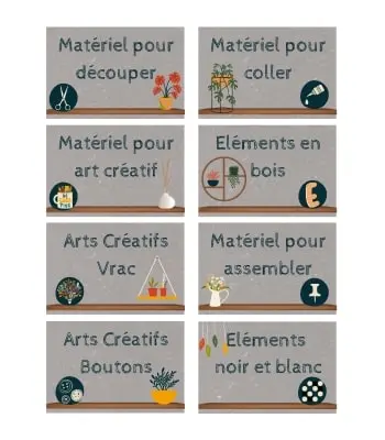 Etiquettes pour matériel créatif - Rangement et identification - Foncé F1.1