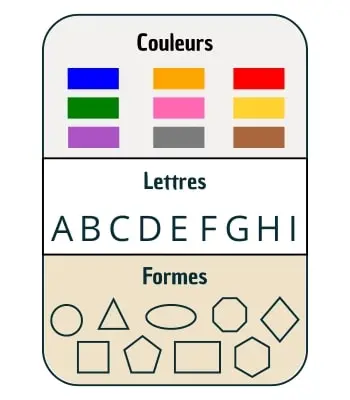 Zone cherche et trouve - jeu couleurs, lettres et formes 01 Zone cherche et trouve jeu couleurs, lettres et formes 01