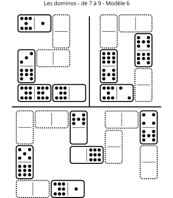 Dominos - 7 à 9 - Modèle 6 Dominos - de 7 à 9 - Modèle 6 - Jeu à imprimer