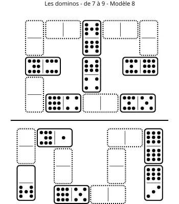 Dominos - 7 à 9 - Modèle 8 Dominos - de 7 à 9 - Modèle 8 - Jeu à imprimer
