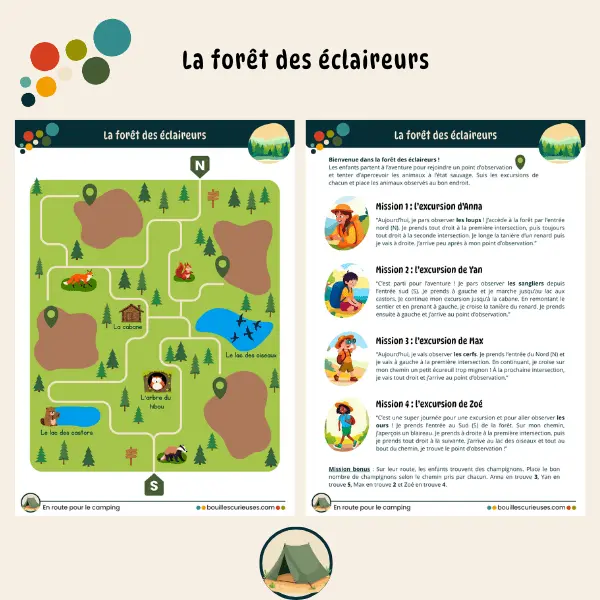 Activités enfant 3 à 6 ans - Thème camping : La forêt des éclaireurs - Le grand jeu