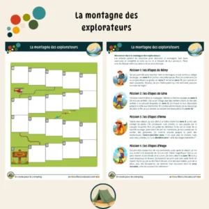 Activités enfant 3 à 6 ans - Thème camping : La montagne des explorateurs - Le grand jeu