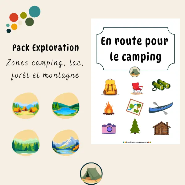 Pack Exploration : Activités camping, lac, forêt et montagne enfant 3 à 6 ans