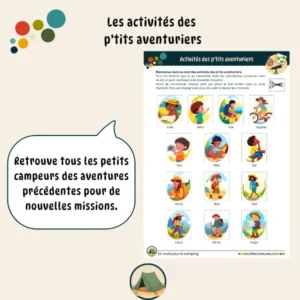 Activités enfant 3 à 6 ans - Thème : Le camping - Jeux et missions zone bonus