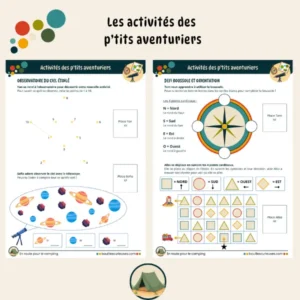 Activité enfant 3 à 6 ans - Thème : Le camping - zone d'activités : chiffres de 1 à 10, points cardinaux et repères