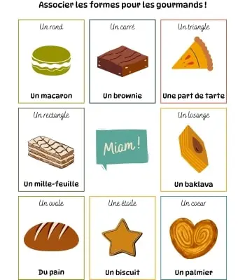 Fiche - Associer les formes pour les gourmands Fiche à imprimer - Associer les formes pour les gourmands