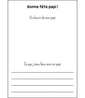 Bonne fête papi, fiche pour célébrer les grands-pères à compléter avec les enfants