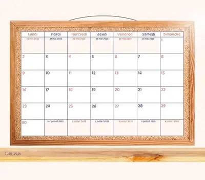 Calendrier juin 2025 à imprimer Calendrier juin 2025 à imprimer