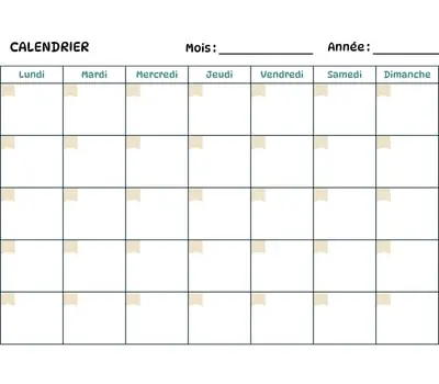 Calendrier du mois - version classique Calendrier du mois à imprimer - version classique