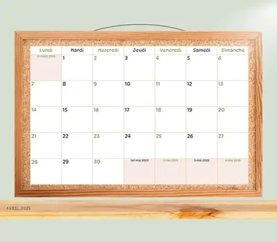 Calendrier avril 2025 à imprimer Calendrier avril 2025 à imprimer