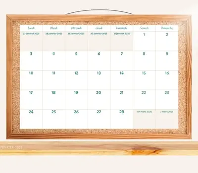 Calendrier février 2025 Calendrier février 2025 à imprimer