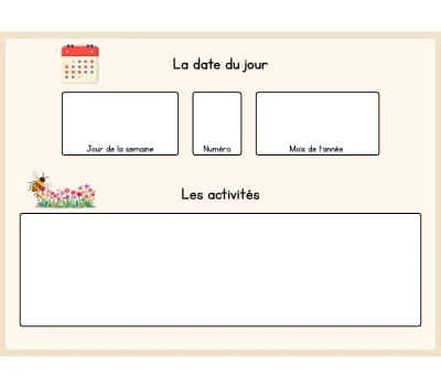 Calendrier perpétuel - Support date et activités