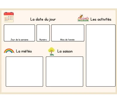 Calendrier perpétuel - Support date, météo, saison et activités Calendrier perpétuel - Support date, météo, saison et activités