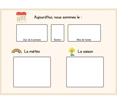Calendrier perpétuel - Support date, météo et saison