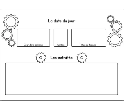 Calendrier perpétuel - Support rouages date et activités