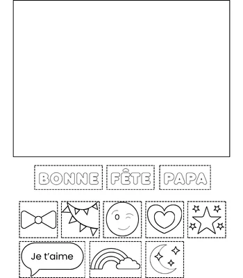Carte à composer avec des éléments à découper et à colorier - Bonne fête papa