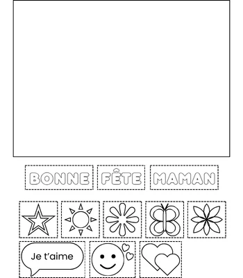 Carte bonne fête maman avec éléments pour décorer - Fiche gratuite à imprimer