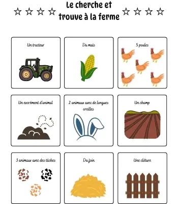 Cherche et trouve à la ferme Cherche et trouve à la ferme - Activité pour les enfants - support à imprimer