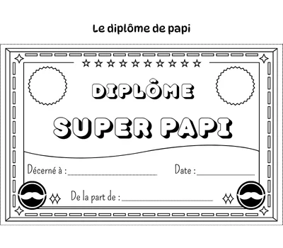 Diplôme de super papi, à décorer et à colorier par les petits enfants