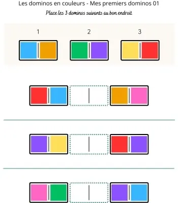 Les dominos en couleurs - Mes premiers dominos 01 Dominos pour débutants en couleurs 01