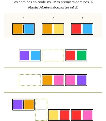Les dominos en couleurs - Mes premiers dominos 02 Dominos pour débutants en couleurs 02