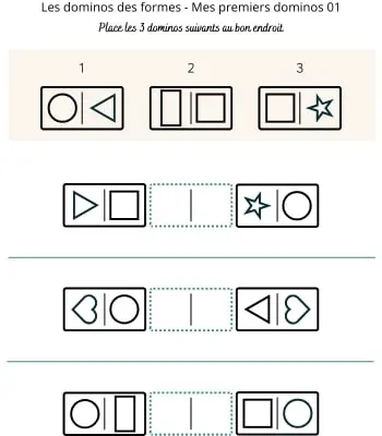 Les dominos des formes - Mes premiers dominos 01 Dominos des formes géométriques pour débutants 01