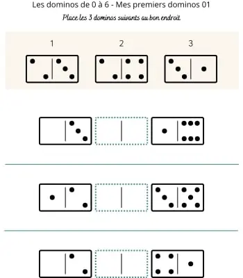 Les dominos de 0 à 6 - Mes premiers dominos 01 Dominos à points de 0 à 6 pour débutants 01