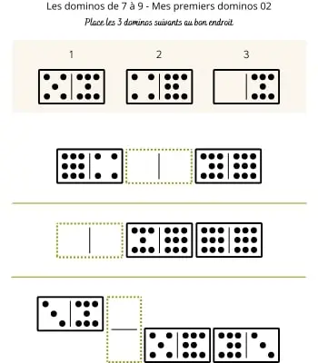 Les dominos de 7 à 9 - Mes premiers dominos 02 Dominos à points de 7 à 9 pour débutants 02