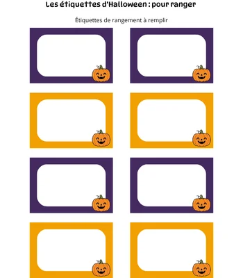 Étiquettes de rangement Halloween vierges à imprimer en pdf gratuit