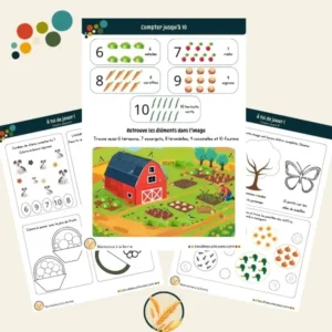 Fiche pour apprendre à compter jusqu'à 10 - Thème de la ferme