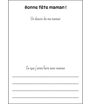 Bonne fête maman - Dessin et texte pour la fête des mères