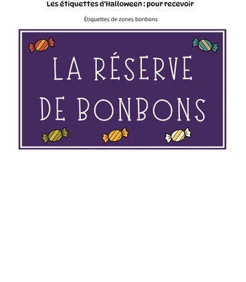 Étiquettes de zones pour organiser le buffet d'halloween - les bonbons