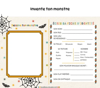 Invente ton monstre - Activité créative pour Halloween avec les enfants