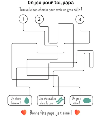 Jeu de chemins mêlés pour la fête des pères
