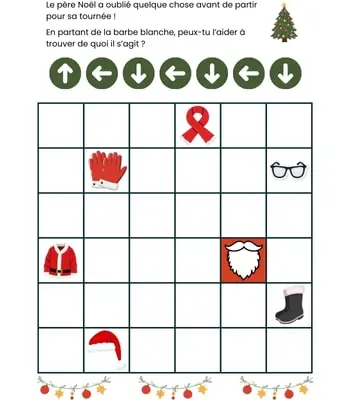 Jeu de flèches - Thème Noël Jeu de flèches - Aide le père Noël - Support à imprimer