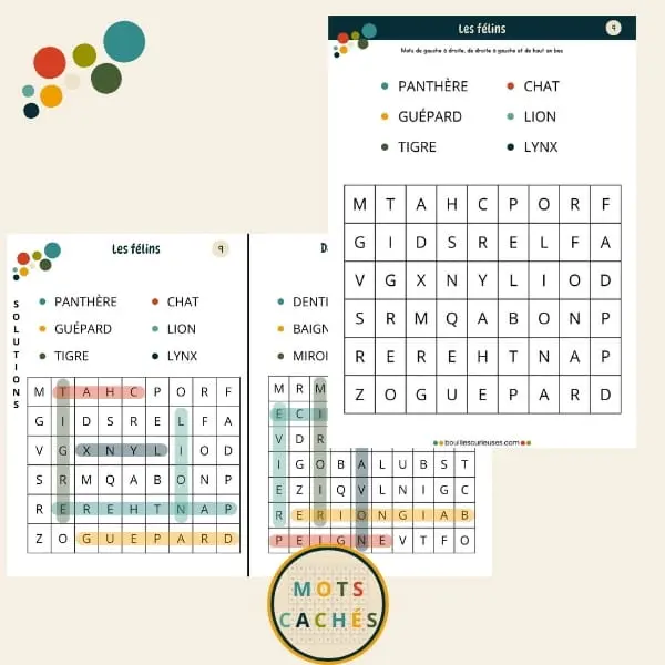 Mots cachés - À petits pas 03 - Avec solutions