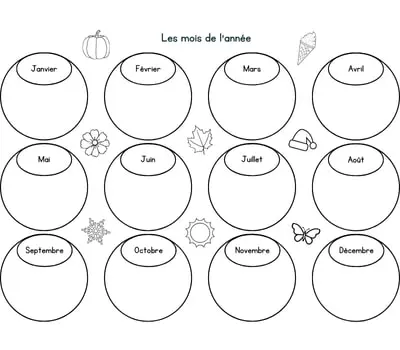 Les mois de l'année à colorier Les mois de l'année à imprimer et à colorier