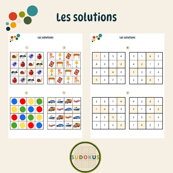 Solutions grilles de sudokus À petits pas pp1