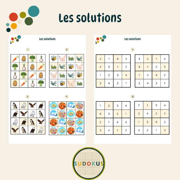 Solutions grilles de sudokus À petits pas pp4
