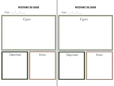 Fiche de mission du jour