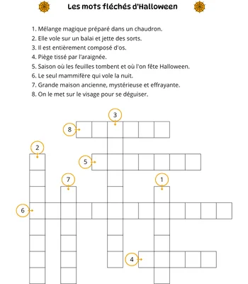 Les mots fléchés d'Halloween - Activités à faire avec les enfants
