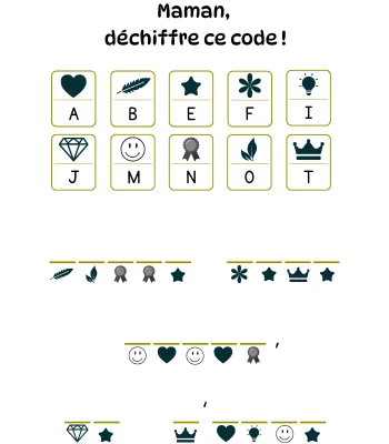 Mots codés pour souhaiter une bonne fête à sa maman - Fiche à télécharger