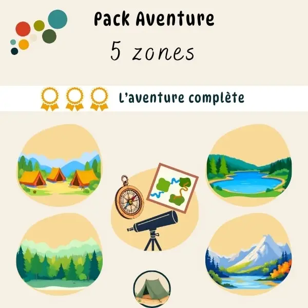 Pack Aventure : Activités camping, lac, forêt, montagne et zone bonus Pack Aventure : Activités camping, lac, forêt, montagne et zone bonus enfant 3 à 6 ans
