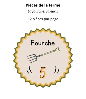 Pièces pour jouer - Thème ferme - Fourche Pièces pour jouer à imprimer - Thème ferme - Fourche