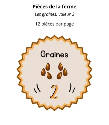 Pièces pour jouer - Thème ferme - Graines Pièces pour jouer à imprimer - Thème ferme - Graines