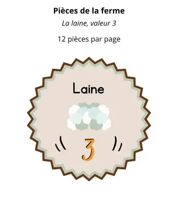 Pièces pour jouer - Thème ferme - Laine Pièces pour jouer à imprimer - Thème ferme - Laine
