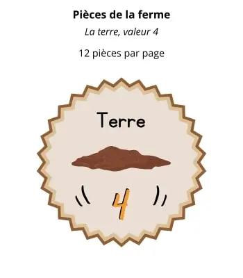 Pièces pour jouer - Thème ferme - Terre Pièces pour jouer à imprimer - Thème ferme - Terre