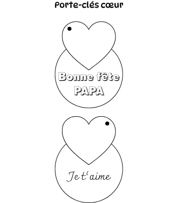 Porte-clés à imprimer gratuitement en pdf et à découper Bonne fête papa - Coeur